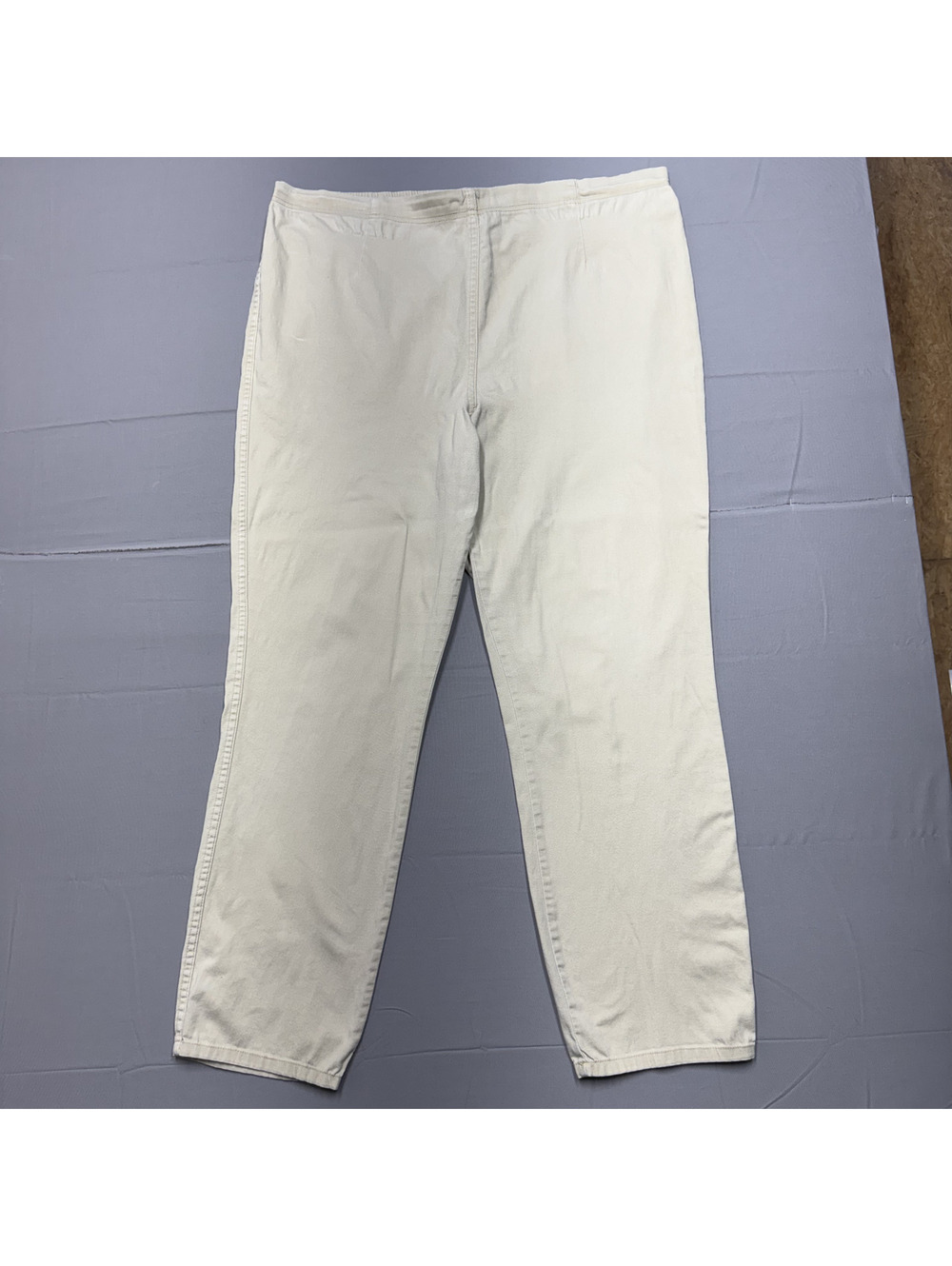 White Stag Vintage Womens Stretch Cotton Flat Front Pants Size XL Beige Casual